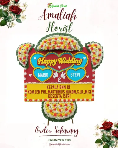 Karangan Papan Bunga Pernikahan di Sumberporong